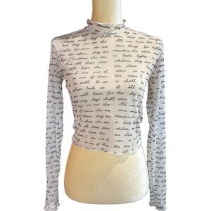 Taylor Swift Core Script Print Long Sleeve Mesh Top